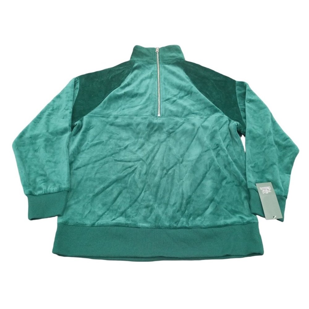 Wild Fable Women's XS Quarter Zip Velour Tunic Green Sweatshirt